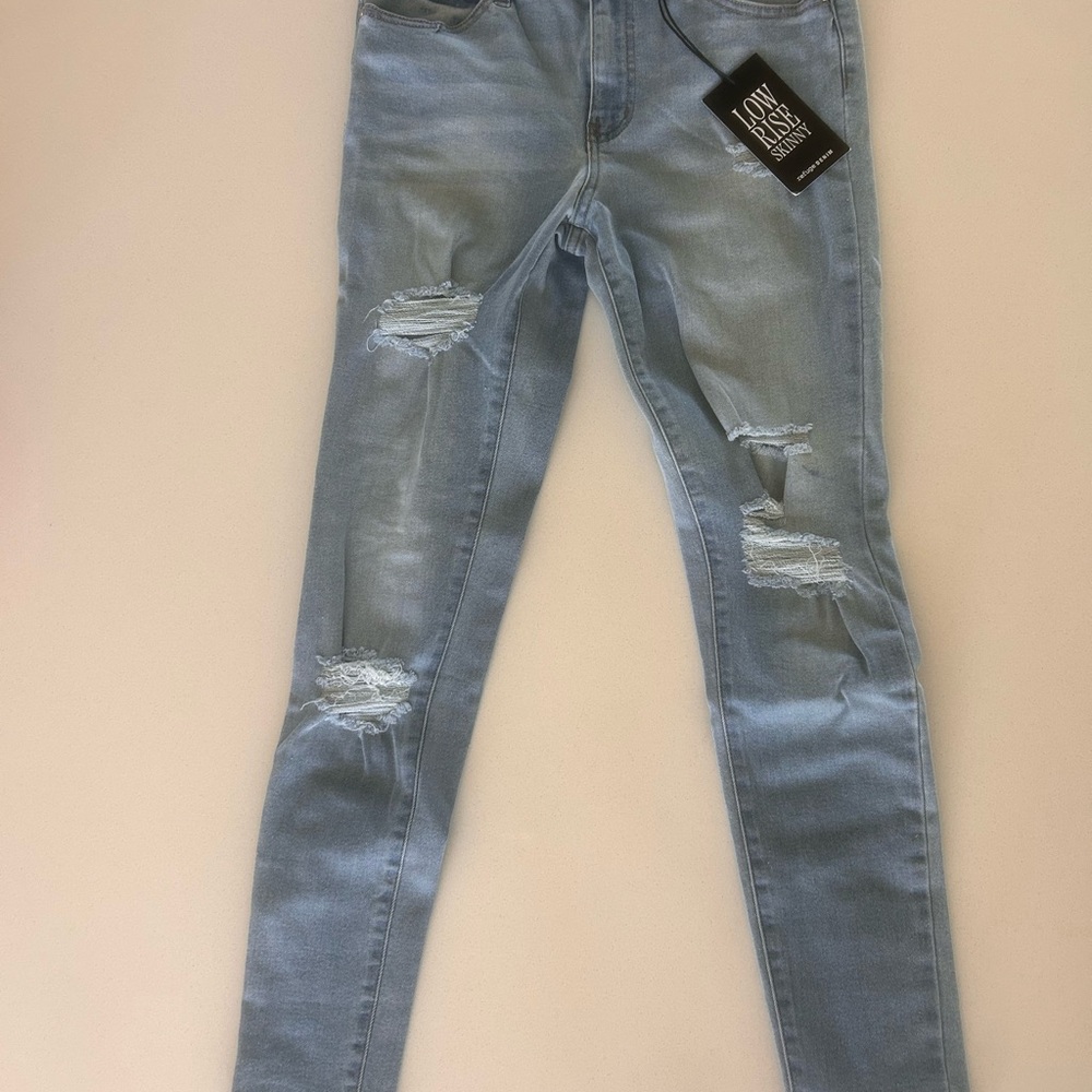 Refuge Light Blue Ripped Skinny Jeans size 05
